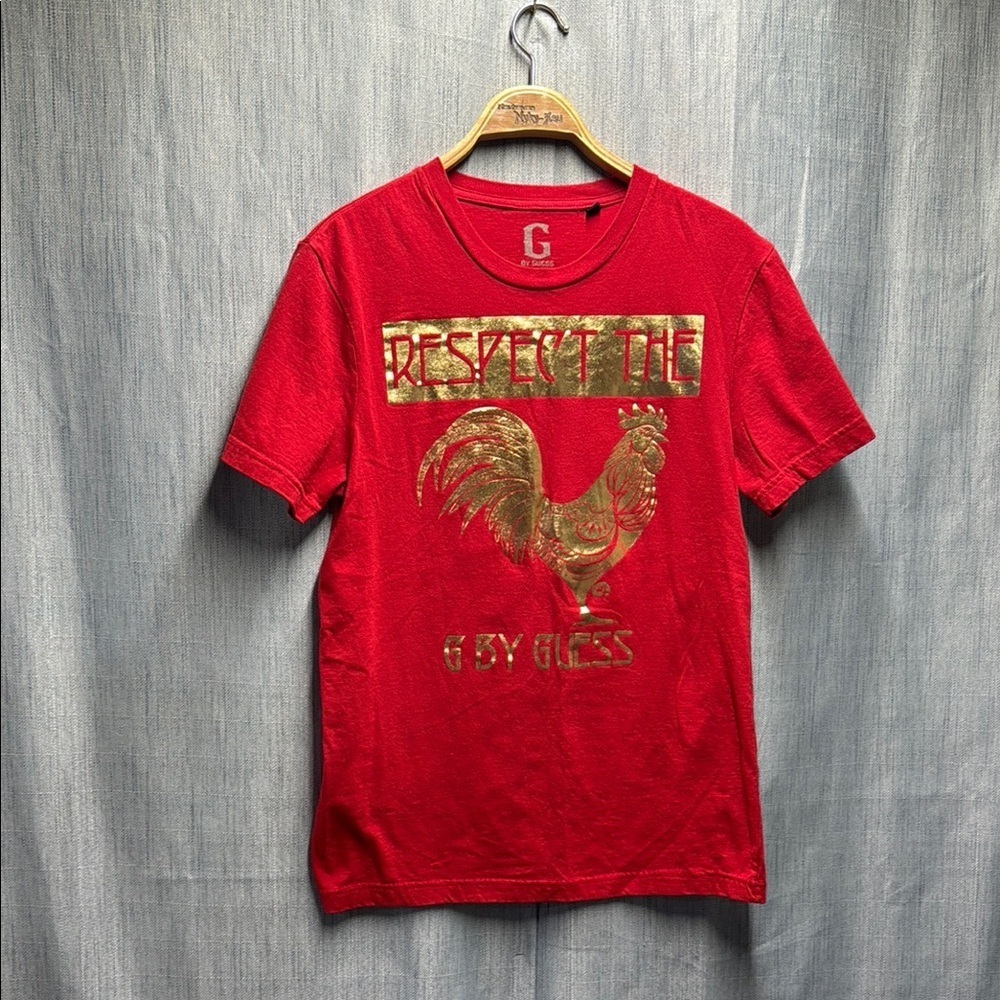 Guess Red and Gold Short Sleeve Tee size medium